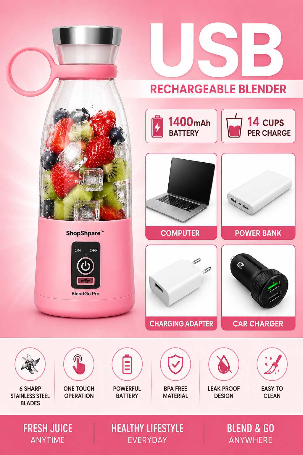ShopShpare™ BlendGo Personal Blender